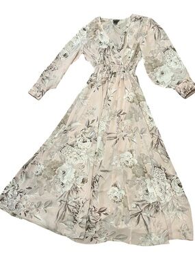 Kate & Lily Romantic Sheer Long Sleeved Maxi Dress Smocked Waist Feminine Petite